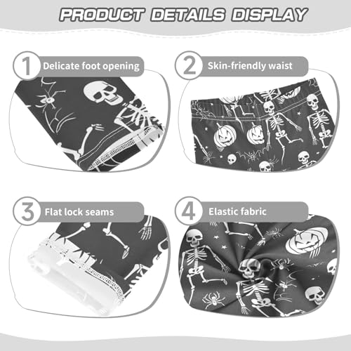 Human Skeleton Pumpkin Bat Girls Leggings Soft Stretch Workout Yoga Dance Pants for Kids Casual Tights3