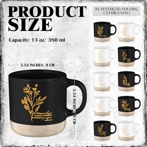 Juego de 20 tazas cristianas de cerámica 13 oz negro blanco miniatura 2