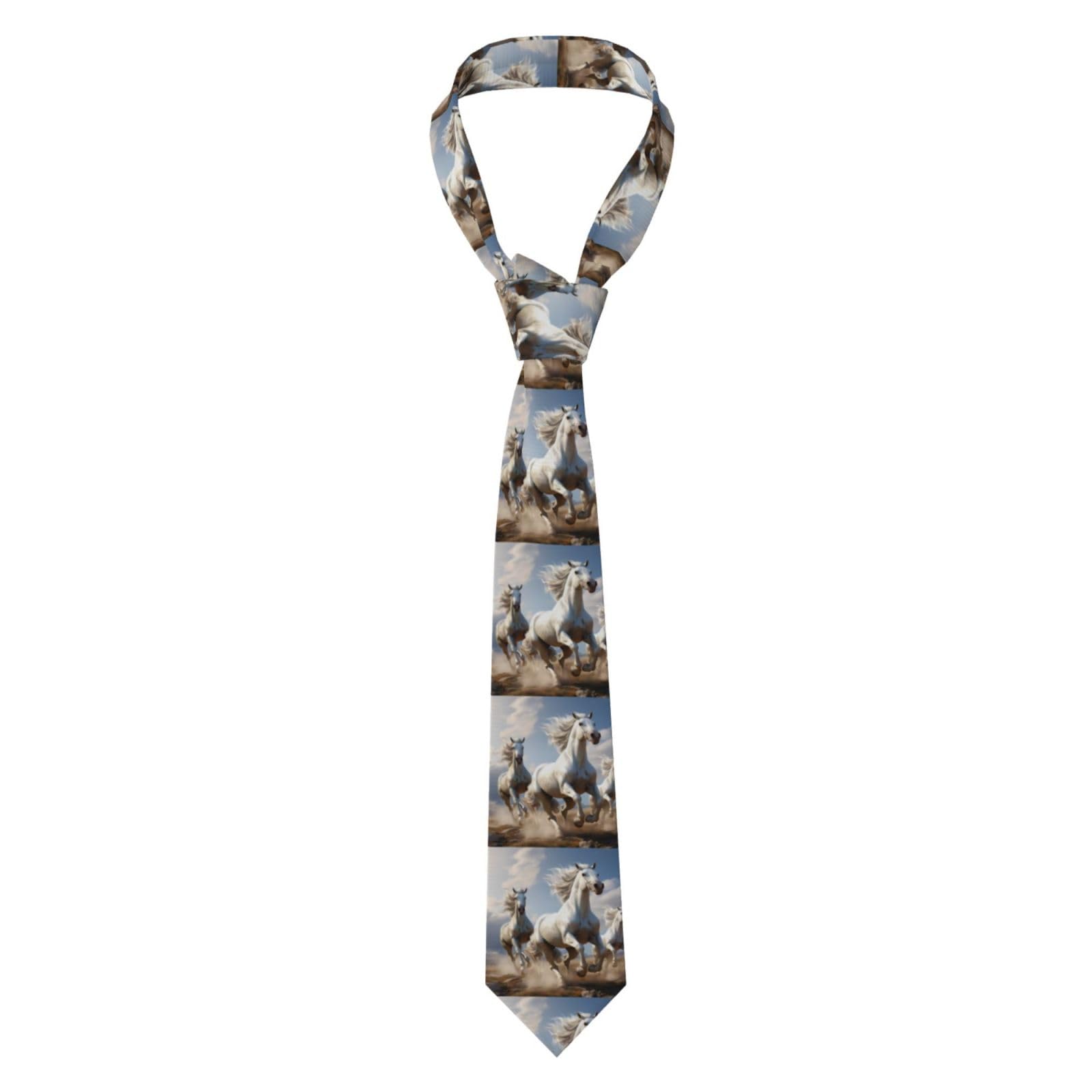 XBKGOHA Horses Printed Men's tie classic style suit cravat suitable for holidays and work