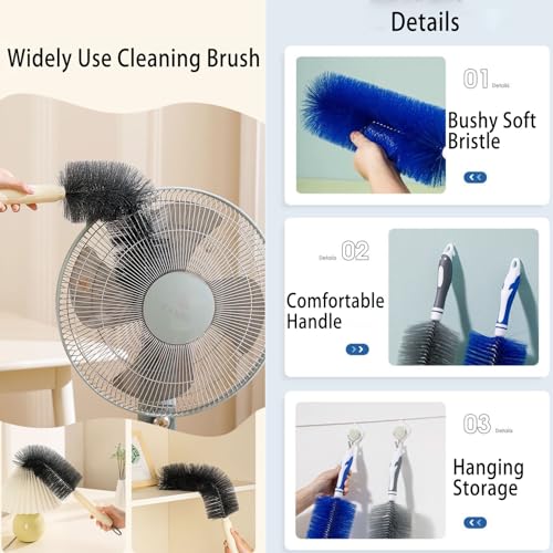 Image of Fan Duster Cleaner Brush (Non-Disassembly Clean), Bendable Cleaning Brush for Tower /Floor /Oscillating Fans /Blind Shutter /Vent /Curtain, Multifunctional Cleaning Brush (Blue)