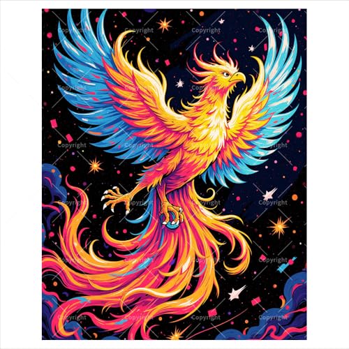 Sceorixa Colorful Phoenix Bird Paint By Numbers Kit for Adults - Fantasy Firebird On Canvas 16X20 Inchs, Set, Suitable for Beginners, Beginners, Mythical Art for Home Decoration Or Gifts, Unframed by Sceorixa - Used condition - US$11.39