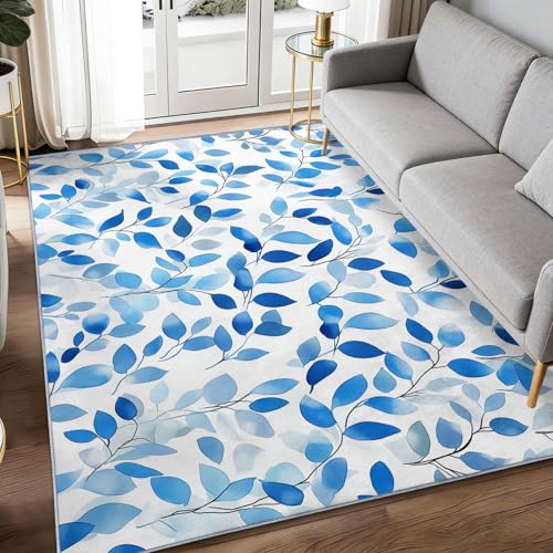 Alfombra para dormitorio rectangular Elegance de 80 x 150 cm con hojas botánicas 2