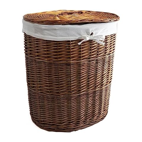 Arthur Cameron Deluxe Oval Wicker Laundry Basket Wash Bin Cover