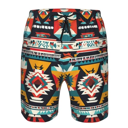Native American Pattern Print Summer Beach Casual Shorts for Men,Perfect for Surfing,Running,and Everyday Wear4
