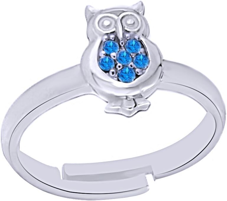 Round Cut Simulated Aquamarine Owl Toe Ring 14k Gold Over Sterling Silver Jewelry For Women