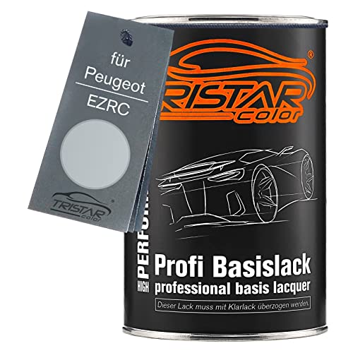 TRISTARcolor Peinture voiture Pot prêt à la pulvérisation pour Peugeot EZRC Gris Aluminium Metallic peinture de base 1 litre 1000 ml