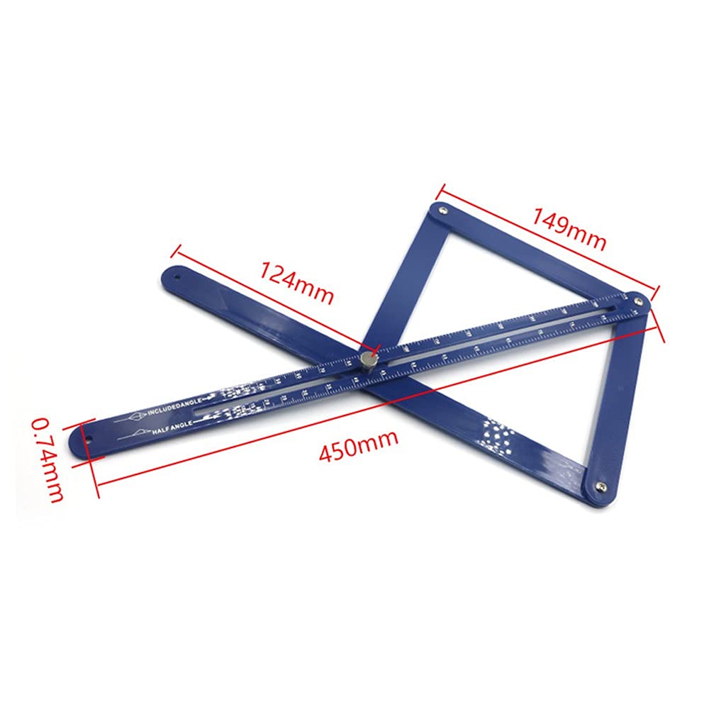 HBJWOV Protractor Woodworking Model Tile Wood Ruler DIY Multi-Angle Corner Angle Finder Woodworking Gadget Depth Measurement(450mm)