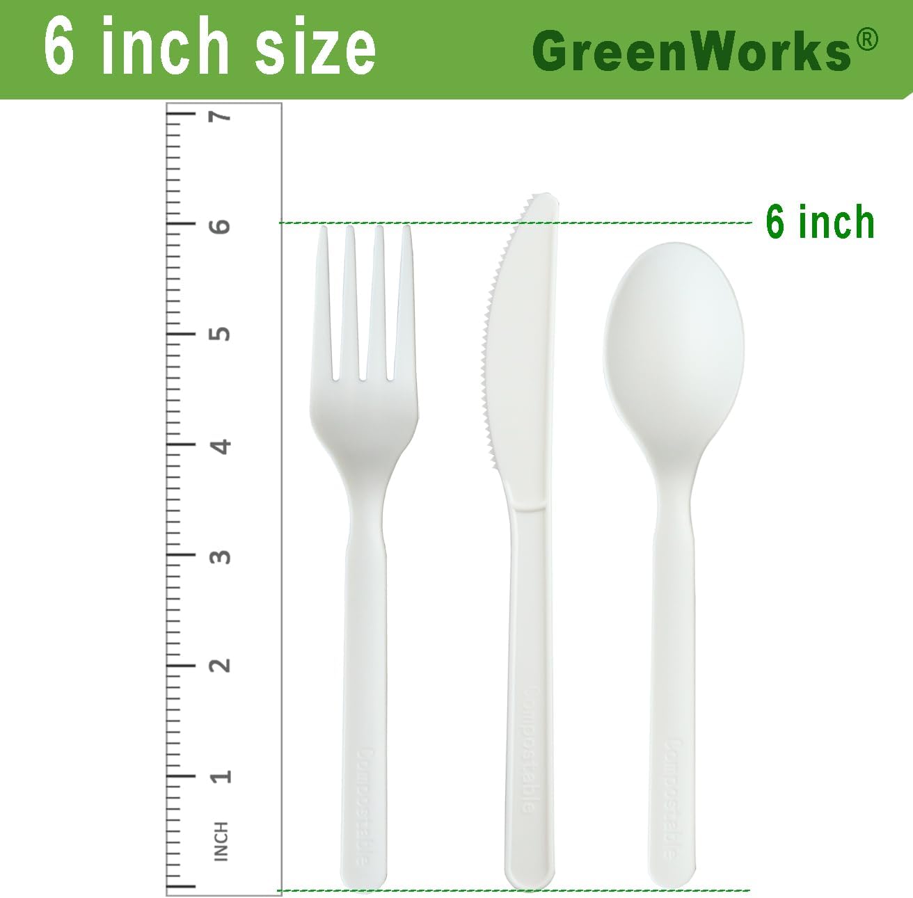 GreenWorks 750 Count 6" Compostable Forks With Compostable Wrapper, BIP Certified Individually Wrapped Disposable Fork
