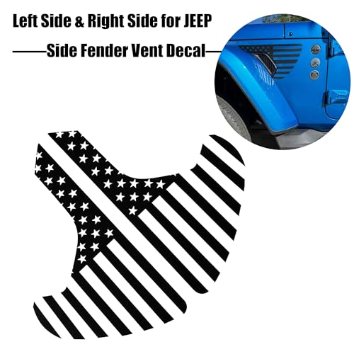 Image of 2 PCS Pre-Cut American Flag Side Fender Vinyl Stickers for Wrangler JL JLU 2018-2024 & Gladiator JT 2020-2024, USA Flag Decal for Vehicle Exterior Decoration Accessories (Left & Right Side)