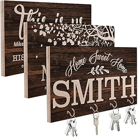 Naive Argo Personalized Wood Wall Mount Key Holder for Couple Mr Mrs Wedding Gift | New Home Décor Customize Key Ring Hook Hanger for Housewarming Gifts | C01D04 Cover