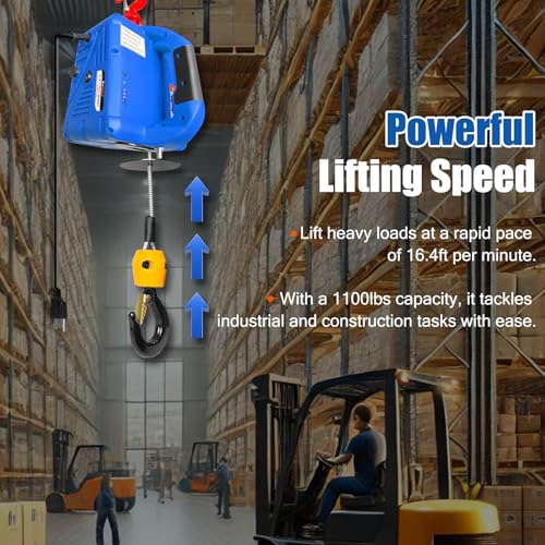 FITHOIST 120V Electric Hoist Winch | 1100lbs 1500W Portable Electric Power Winch with Wireless Remote Control | Vertically & Horizontally Lift 25ft | Overload Protection for Lifting Towing
