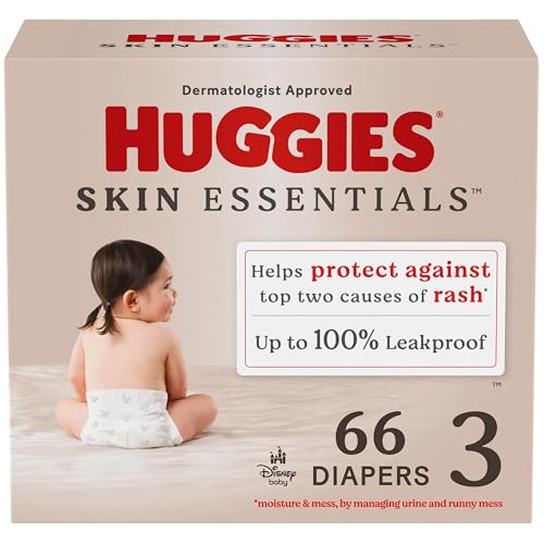 Huggies Size 3 Diapers, Skin Essentials Baby Diapers, Size 3 (16-28 lbs), 66 Count Size 3 66