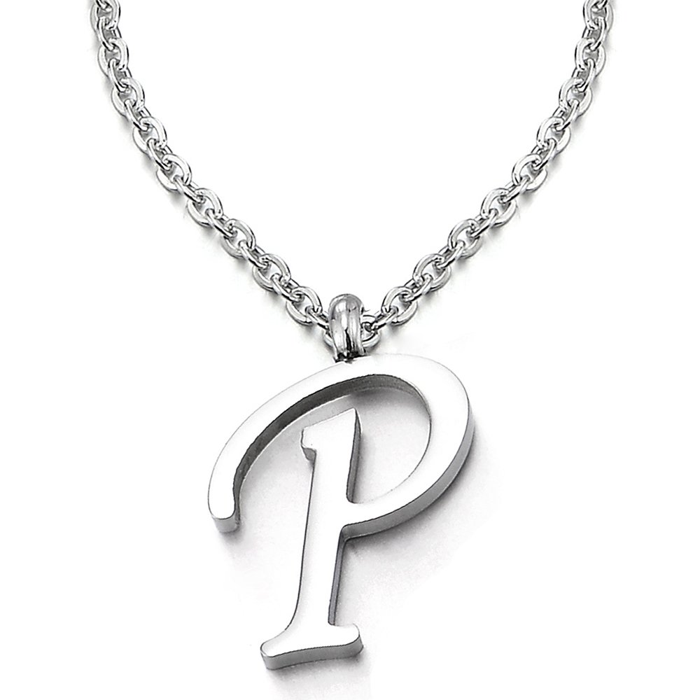 Nombre Inicial Letra del Alfabeto A Colgante, Collar de Mujer Hombre, Acero Inoxidable,50cm Cadena Cuerda — view 5
