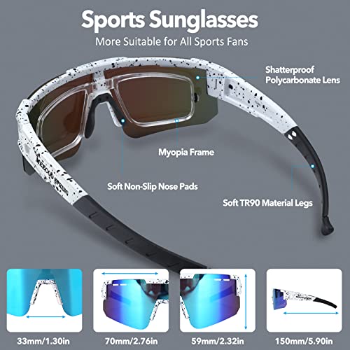 Meecoo Spring Youth Baseball Sunglasses For Boy 8-12 With 3 Interchangeable Lenses,Tr90 Frame Uv400 Protection Biking Glasses #TOP4