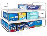 1Easylife Expandable Plastic Foil Organizer, 3-Tier Stackable Cabinet Shelf Organizers Adjustable Ki