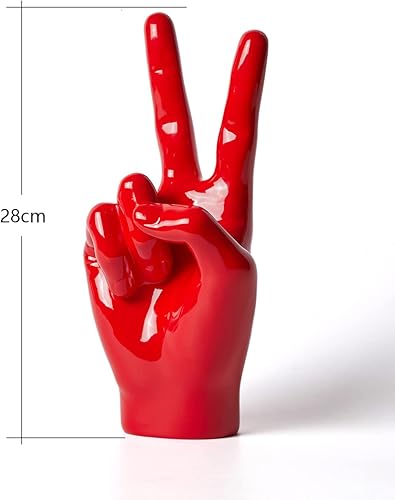 Miniatura 5 de Estatua de escultura de dedo decoración moderna artes gesto de mano regalos poliresina rojo 11 pulgadas