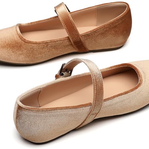 Image of Trary Mary Jane Shoes Women Woven Flats for Women Dressy Ballet Flats Squared Toe Mary Jane Flats Shoes