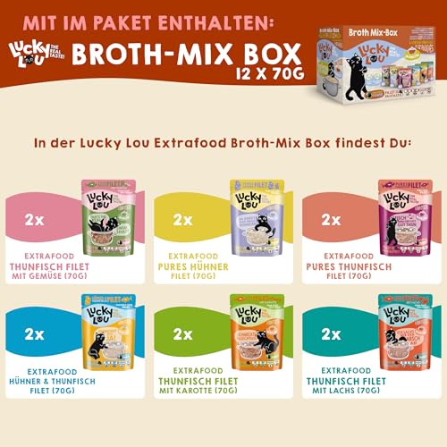 Lucky Lou Extrafood Mix-Paket 36 x 70g Katzenfutter nass - hochwertiges Katzenfutter mit viel Protein - Nassfutter getreidefrei & ohne Zucker für Katzen