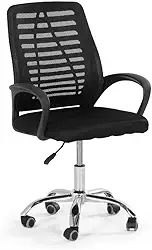 Cadeira de Escritório Giratória Regulagem de Altura em Tecido - Preto