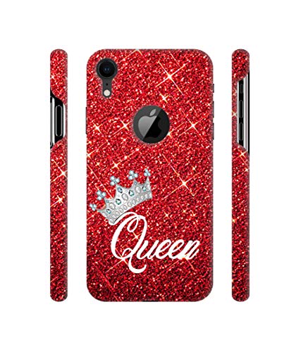 Image of Amazon Brand - Solimo Designer Queen On Red Glitter 3D Printed Hard Back Case Mobile Cover for Apple iPhone XR (Logo Cut)