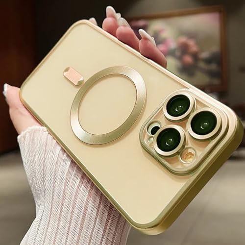 Étui magnétique iPhone 13 Pro Max or mat antichoc chic