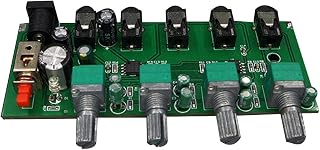 YANHUNING 1 PC Stereo Mixer (4 Input 1 Output) Individually Controls Board DIY Headphones Amplifier Board Green Metal DC12V