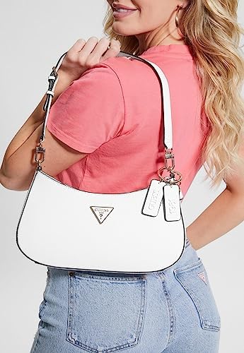 GUESS Womens Noelle Top Zip Shoulder Bag Handbag White : Amazon.ae