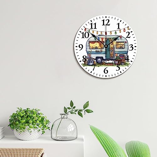 Rv Vintage Wall Clock Fifth Wheel Camper Travel Trailer Wood Clock 10 Inch Silent Non-Ticking Wooden Wall Clocks Battery Operated Living Room Bedroom Kitchen Farmhouse Decor Christmas Birthday Gift #TOP2