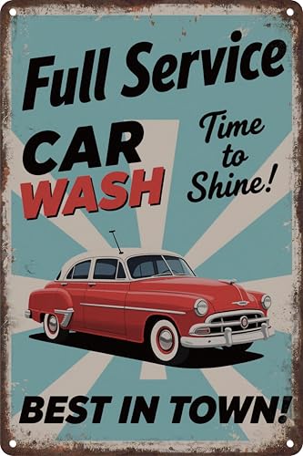 Vintage Tin Sign for wall garage Retro Decor Metal poster Plaque Full Service Car Wash Best in Town 8 X 12
