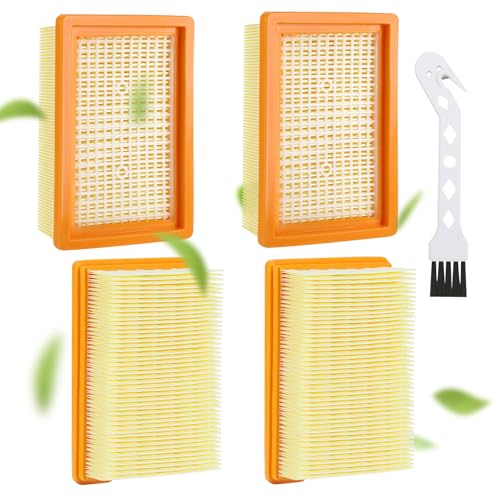 Zikenis Juego de 4 filtros para aspiradoras Karcher,Filtro de pliegue plano, Aspiradora Filtros Plegado,para Kärcher WD4/WD5/WD6/MV4/MV5/MV6