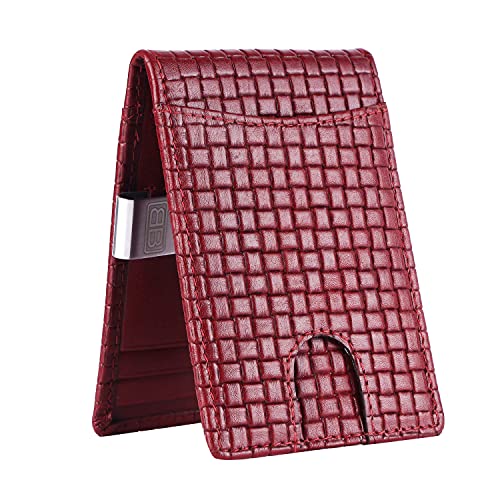 Image of Brooklyn Bridge Genuine Leather Money Clip Wallet for Men Matt VT Maroon - Premium Slim RFID Protected Wallet with Cash Clip & Multiple Card Slots, Stylish Front Pocket Design, Gift for Men