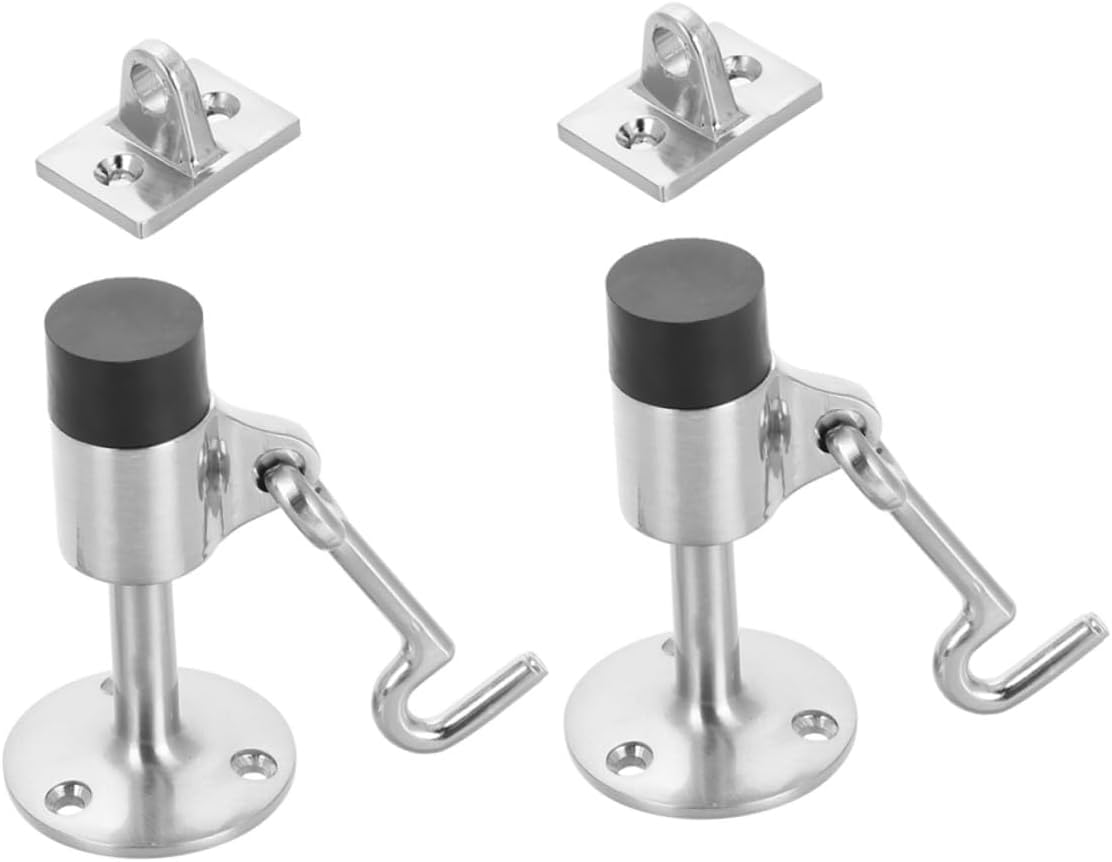 Angoily Heavy Duty Wall Door Stop with Hook 2 Sets Metal Door Wind Stopper for Outdoor and Indoor Use Suitable for Home Office and Balcony