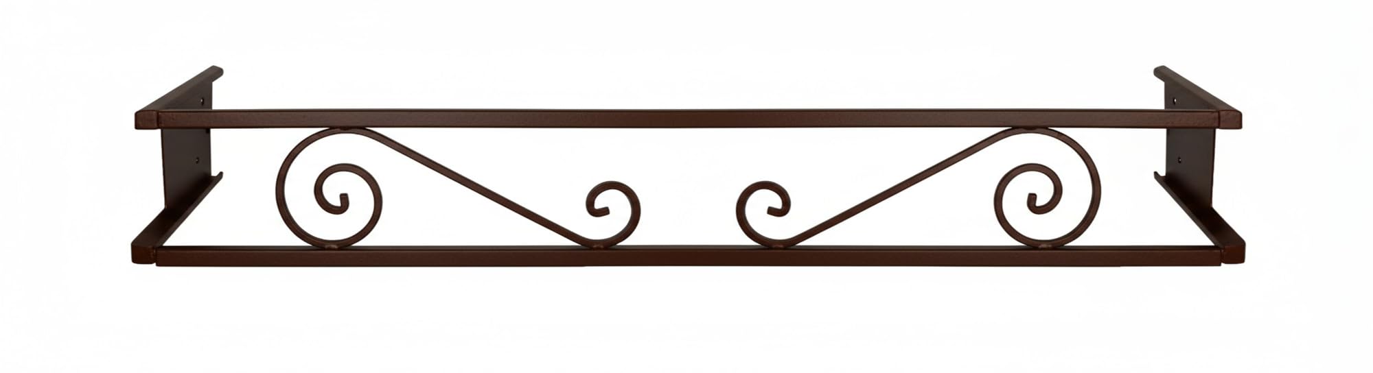 Balconcillo para Macetas Extensible 100-140 cm, Balconcillo para Plantas, Portamacetas Ventana, Protector de macetas, Modelo Volutas, Marrón Forja