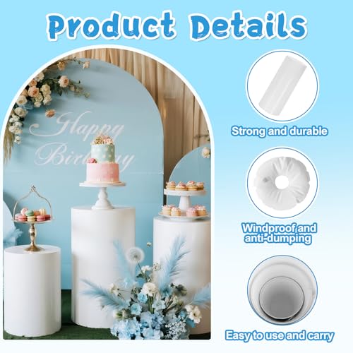 Bnecnet Thickened Cylinder Stands 3Pcs, with Free Weighted Water Bag - White Round Cylinder Pedestal Display Plinth Pillars for Wedding, Birthday, Babyshower Decoration 35.4''(L),29.5''(M),23.6''(S) by Bnecnet - Image 6
