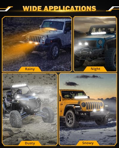Image of Auxbeam 20 Inch 420W LED Light Bar, 6 Modes Strobe Amber Lights Yellow Fog Light Dual Color Spot Flood Offroad Driving Lights, Memory Function LED Work Lights for Truck Car ATV
