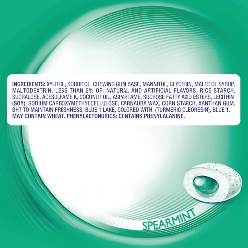 Image of Mentos Pure Fresh Sugar Free Gum with Xylitol, Spearmint, 80 Piece Bottle