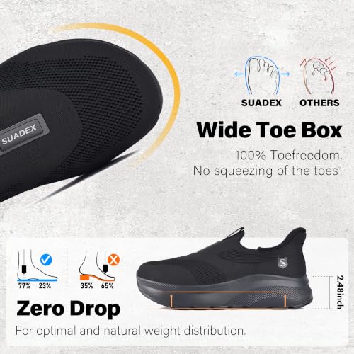 Image of SUADEX Wide Toe Box Slip on Steel Toe Shoes for Men Arch Support Work Shoes