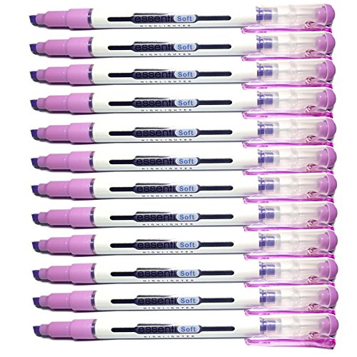 Monami Essenti Soft Pastel Color Highlighter Pen Marker - Pastel Purple- 12 Colors (Pack Of 12 Pens) #TOP10