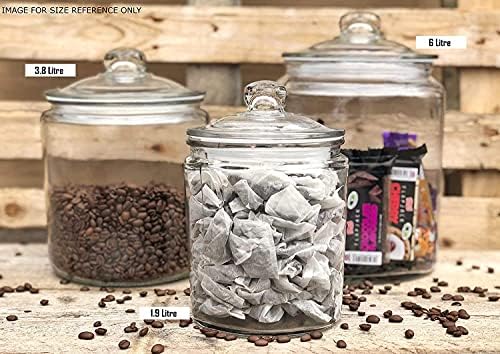Chef-Hub Glass Biscotti Storage Tableware Preserving Large Jar, 6L, Pack of 1