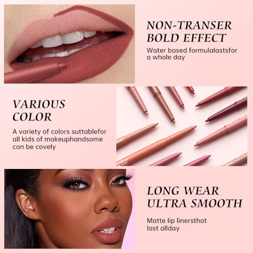 Image of K06 Hxssll 12 Colors Matte Lip Liner Pencil - Long Lasting Waterproof Lip Liner, Smudge Proof Transfer Proof Lip Pencil, High Pigment Lip Makeup for Defining & Filling Lips (06#, 1PCS)