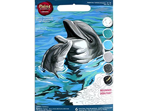 Dimensions Dolphin Duo Paint by Numbers Kit for Adults, 8'' W x 10'' L