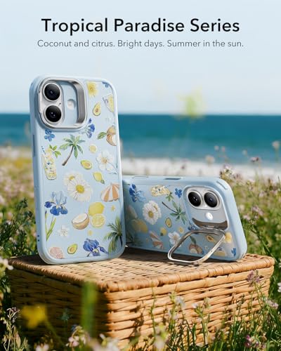 Image of ESR for iPhone 17 Case with Stash Stand, Compatible with MagSafe, Military-Grade Drop Protection Magnetic Phone Case for iPhone 17, Scratch-Resistant Back Cover,Tropical Paradise