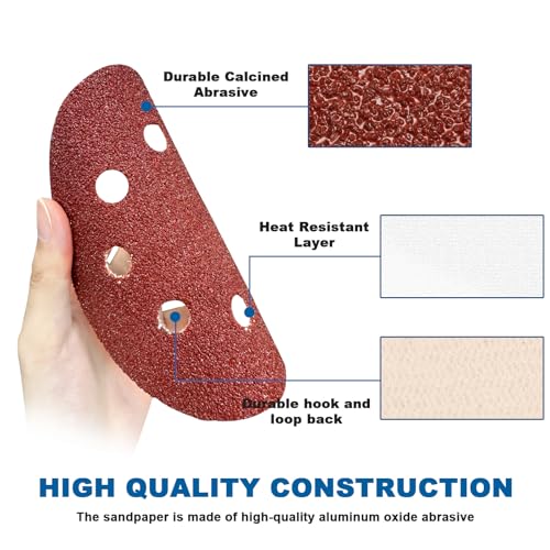 Image of 5 Inch 8 Hole Sanding Discs, 100 PCS 40 Grit Hook and Loop Sandpaper, Round Aluminum Oxide Sand Paper Discs for Random Orbital Sander