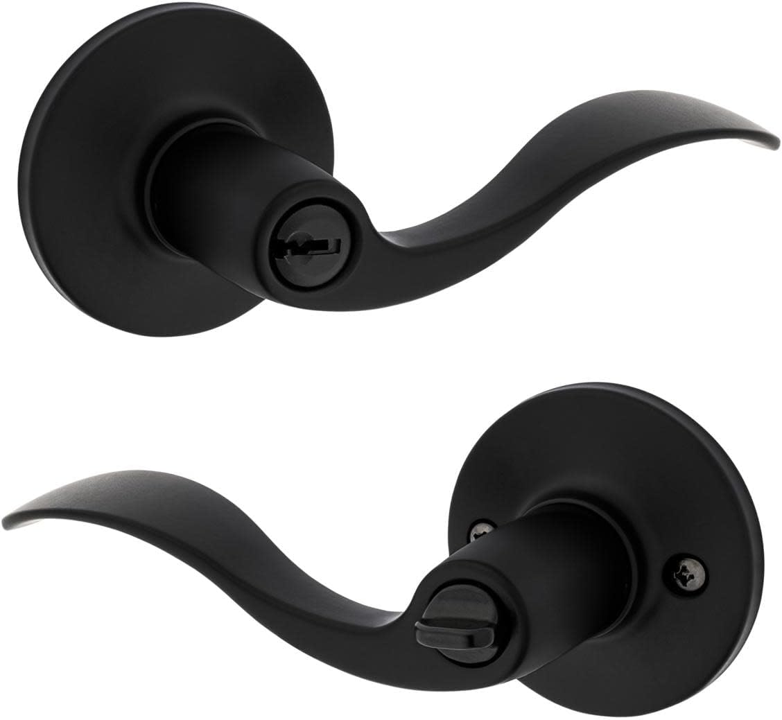 Kwikset Safelock SL5000LY-26D Layton Lever Entry Lock with RCAL Latch and RCS Strike Satin Chrome Finish