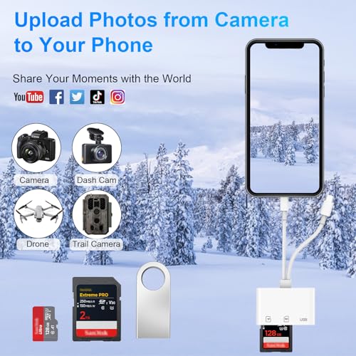 Miniatura 5 de Certificado Apple Mfi Lector Tarjetas Sd Para Iphone Ipad, Lightning Usb C Adaptador Tarjeta Sd Con Sd Micro Sd Usb3.0, Sd Card Reader Para Iphone Ipad Macbook Samsung Teléfonos Android Cámara