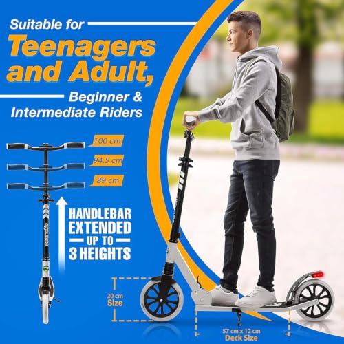 SereneLife Two Wheel Scooter for Teens, Smooth Gliding Kick Scooter for Adults w/Adjustable Height for Ages 8+, Portable All Terrain Scooter w/Carry Straps, Easy to Fold by SereneLife - Used condition - Image 4