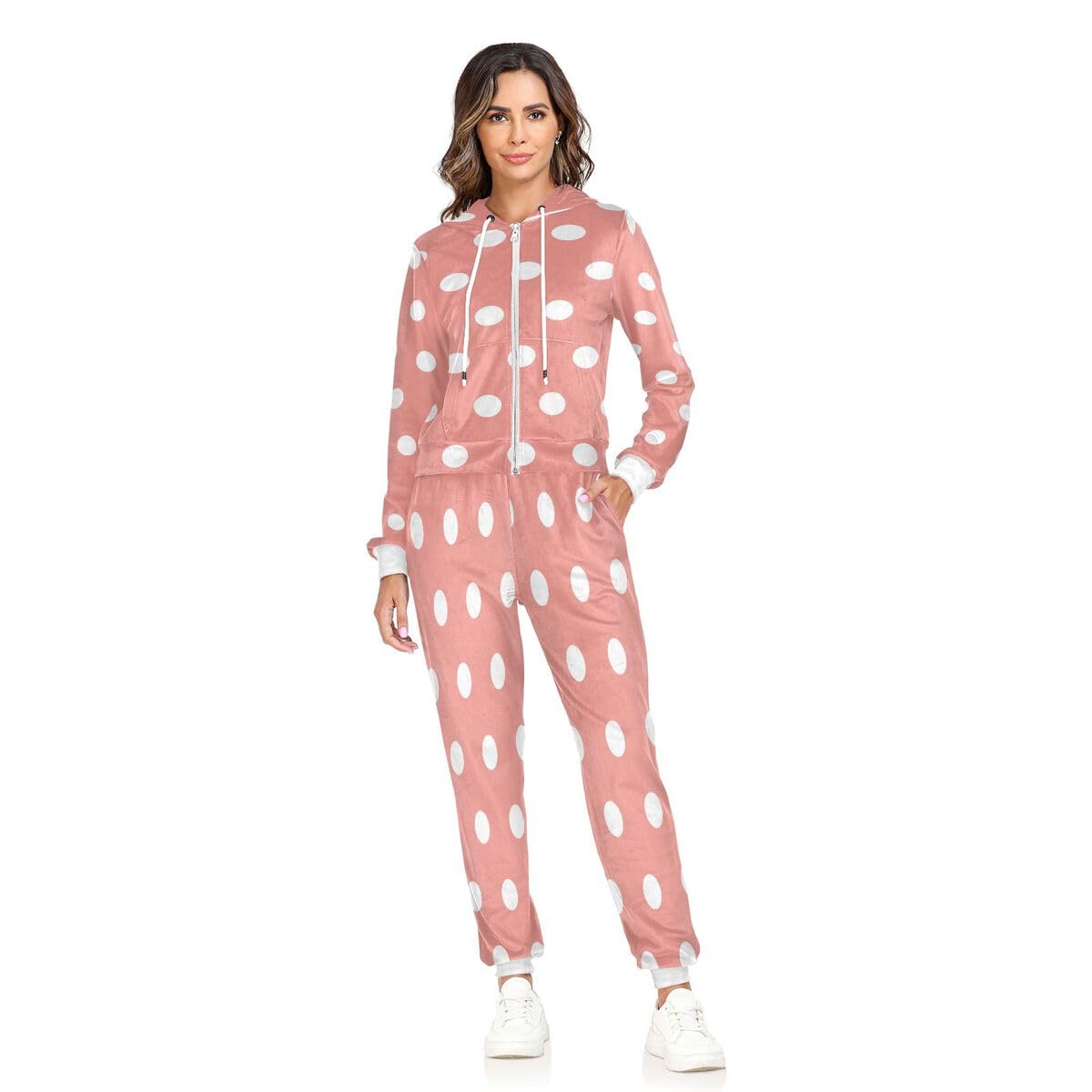 Conjunto deportivo de 2 piezas para mujer, diseño de lunares abstractos, manga larga, con lunares