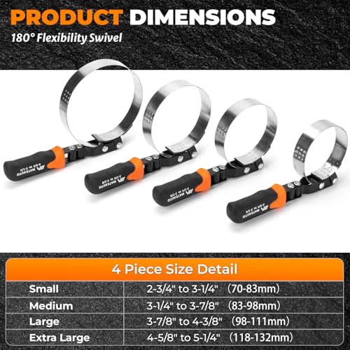 MateAuto 8-Piece Oil Filter Wrench Set