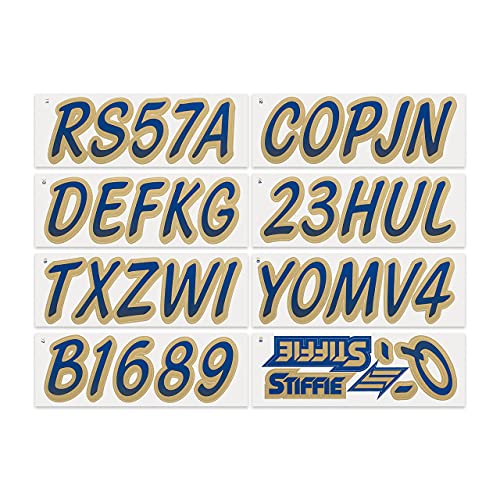 Image of STIFFIE Whipline Navy /Metallic Gold 3 inch Boat & PWC Registration Decals • Numbers Letters Stickers