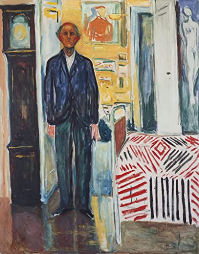 Affiche Edvard Munch Autoportrait entre l'horloge et le lit | Poster mural chambre 60x90cm